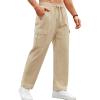 imageCOOFANDY Mens Casual Cargo Pants Relaxed Fit Outdoor Hiking Pants Cotton Drawstring Sweatpants with PocketsLight Khaki