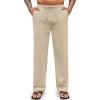 imageCOOFANDY Mens Casual Cotton Pants Elastic Waist Drawstring Linen Beach Summer Pants Lightweight Yoga TrousersBeige