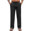 imageCOOFANDY Mens Casual Cotton Pants Elastic Waist Drawstring Linen Beach Summer Pants Lightweight Yoga TrousersBlack