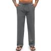 imageCOOFANDY Mens Casual Cotton Pants Elastic Waist Drawstring Linen Beach Summer Pants Lightweight Yoga TrousersDark Grey