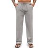 imageCOOFANDY Mens Casual Cotton Pants Elastic Waist Drawstring Linen Beach Summer Pants Lightweight Yoga TrousersLight Grey