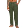 imageCOOFANDY Mens Casual Linen Pants Elastic Waist Drawstring Beach Summer Pants Lightweight Linen TrousersArmy Green