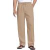 imageCOOFANDY Mens Casual Linen Pants Elastic Waist Drawstring Beach Summer Pants Lightweight Linen TrousersLight Brown