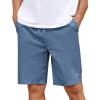 imageCOOFANDY Mens Casual Shorts Cotton Elastic Drawstring Shorts Summer Beach Chino ShortsNavy Blue