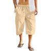 imageCOOFANDY Mens Linen Harem Capri Pants Casual Lightweight Drawstring Yoga Pants Baggy 34 Beach TrousersLight Khaki