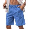 imageCOOFANDY Mens Linen Shorts Elastic Waist Drawstring Casual Summer Beach ShortsDark Blue