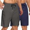 imageCOOFANDY Mens Summer Beach Shorts Lightweight Elastic Waist Drawstring Casual Shorts with PocketDgreyNavy