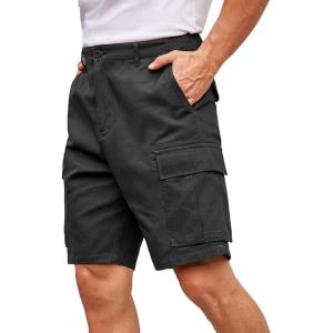 imageCOOFANDY Mens Cargo Shorts Loose Fit Casual Cotton Work Shorts Outdoor Hiking Pants with Multi PocketsBlack