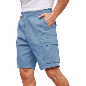 imageCOOFANDY Mens Cargo Shorts Loose Fit Casual Cotton Work Shorts Outdoor Hiking Pants with Multi PocketsLight Blue