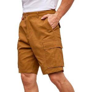 imageCOOFANDY Mens Cargo Shorts Loose Fit Casual Cotton Work Shorts Outdoor Hiking Pants with Multi PocketsLight Brown