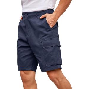 imageCOOFANDY Mens Cargo Shorts Loose Fit Casual Cotton Work Shorts Outdoor Hiking Pants with Multi PocketsNavy Blue