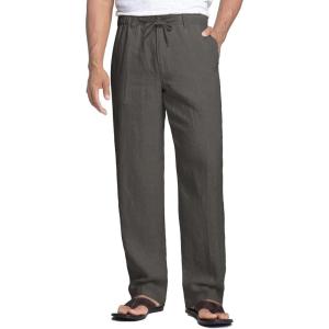 imageCOOFANDY Mens Casual Linen Pants Elastic Waist Drawstring Beach Summer Pants Lightweight Linen TrousersDark Grey