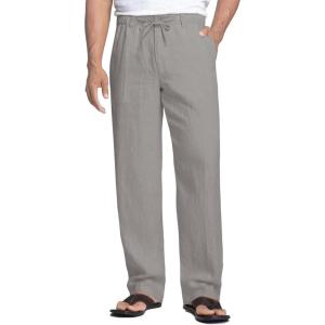 imageCOOFANDY Mens Casual Linen Pants Elastic Waist Drawstring Beach Summer Pants Lightweight Linen TrousersGrey