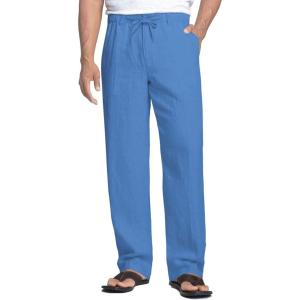 imageCOOFANDY Mens Casual Linen Pants Elastic Waist Drawstring Beach Summer Pants Lightweight Linen TrousersRoyal Blue