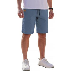 imageCOOFANDY Mens Casual Shorts Cotton Elastic Waist Drawstring Shorts Lightweight Summer Beach ShortsBlue