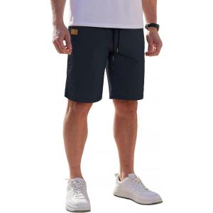imageCOOFANDY Mens Casual Shorts Cotton Elastic Waist Drawstring Shorts Lightweight Summer Beach ShortsRoyal Blue