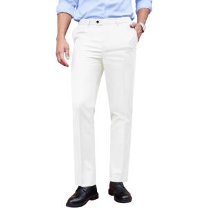 imageCOOFANDY Mens Classic Fit Dress Pants Flat Front Straight Formal Pants Wrinkle Free Expandable Waist Suit PantsWhite