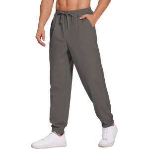 imageCOOFANDY Mens Linen Casual Lightweight Pants Elastic Waist Drawstring Beach Pants with PocketsDark Gray