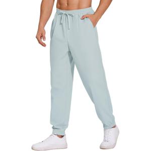imageCOOFANDY Mens Linen Casual Lightweight Pants Elastic Waist Drawstring Beach Pants with PocketsSky Blue