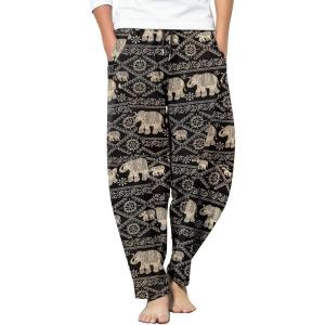 imageCOOFANDY Mens Linen Harem Drawstring Pants Casual Elastic Waist Lightweight Trouser Hippie Summer Beach Yoga PantsPat5