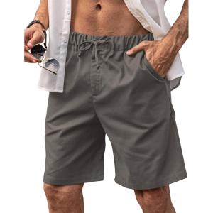 imageCOOFANDY Mens Linen Shorts Elastic Waist Drawstring Casual Summer Beach ShortsDark Grey