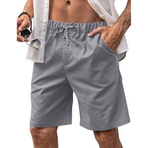 imageCOOFANDY Mens Linen Shorts Elastic Waist Drawstring Casual Summer Beach ShortsLight Gray