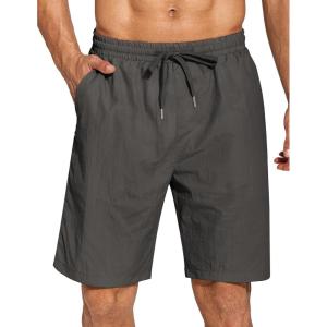 imageCOOFANDY Mens Summer Beach Shorts Lightweight Elastic Waist Drawstring Casual Shorts with PocketDeep Grey