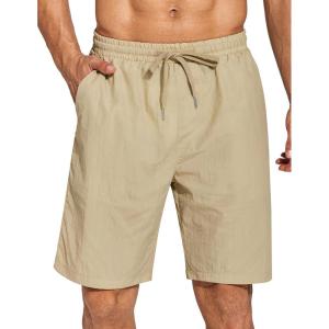 imageCOOFANDY Mens Summer Beach Shorts Lightweight Elastic Waist Drawstring Casual Shorts with PocketKhaki