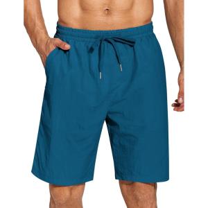 imageCOOFANDY Mens Summer Beach Shorts Lightweight Elastic Waist Drawstring Casual Shorts with PocketLake Blue