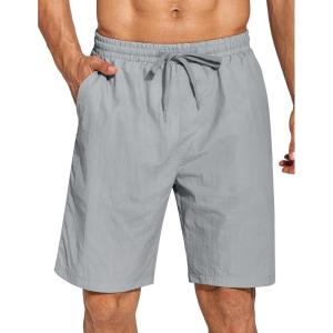 imageCOOFANDY Mens Summer Beach Shorts Lightweight Elastic Waist Drawstring Casual Shorts with PocketLight Grey
