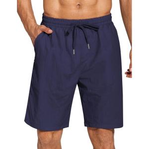 imageCOOFANDY Mens Summer Beach Shorts Lightweight Elastic Waist Drawstring Casual Shorts with PocketNavy Blue