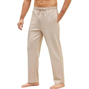 imageCOOFANDY Mens Yoga Pants Casual Elastic Waist Drawstring Jogger Sweatpants Open Bottom Lounge PantsChampagne