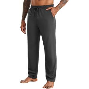 imageCOOFANDY Mens Yoga Sweatpants Open Bottom Lightweight Sweat Pants Drawstring Athletic Lounge Pants with PocketsDark Gray