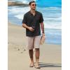 imageCOOFANDY Henley Shirts for Men Short Sleeve Band Collar Casual Shirt Summer Hippie Vacation Beach T Shirts with PocketBlack