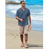 imageCOOFANDY Henley Shirts for Men Short Sleeve Band Collar Casual Shirt Summer Hippie Vacation Beach T Shirts with PocketBlue