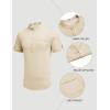 imageCOOFANDY Henley Shirts for Men Short Sleeve Band Collar Casual Shirt Summer Hippie Vacation Beach T Shirts with PocketChampagne