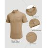 imageCOOFANDY Henley Shirts for Men Short Sleeve Band Collar Casual Shirt Summer Hippie Vacation Beach T Shirts with PocketKhaki