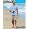 imageCOOFANDY Henley Shirts for Men Short Sleeve Band Collar Casual Shirt Summer Hippie Vacation Beach T Shirts with PocketLight Blue