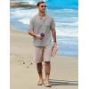 imageCOOFANDY Henley Shirts for Men Short Sleeve Band Collar Casual Shirt Summer Hippie Vacation Beach T Shirts with PocketLight Grey