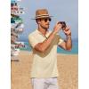 imageCOOFANDY Men Casual Henley Tee Shirt Short Sleeve Band Collar Summer Beach Textured TShirtApricot
