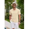 imageCOOFANDY Men Casual Henley Tee Shirt Short Sleeve Band Collar Summer Beach Textured TShirtApricot