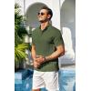 imageCOOFANDY Men Casual Henley Tee Shirt Short Sleeve Band Collar Summer Beach Textured TShirtArmy Green