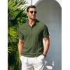 imageCOOFANDY Men Casual Henley Tee Shirt Short Sleeve Band Collar Summer Beach Textured TShirtArmy Green