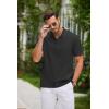 imageCOOFANDY Men Casual Henley Tee Shirt Short Sleeve Band Collar Summer Beach Textured TShirtBlack