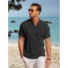 imageCOOFANDY Men Casual Henley Tee Shirt Short Sleeve Band Collar Summer Beach Textured TShirtBlack