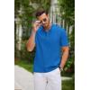 imageCOOFANDY Men Casual Henley Tee Shirt Short Sleeve Band Collar Summer Beach Textured TShirtBlue