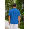 imageCOOFANDY Men Casual Henley Tee Shirt Short Sleeve Band Collar Summer Beach Textured TShirtBlue