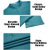 imageCOOFANDY Men Casual Henley Tee Shirt Short Sleeve Band Collar Summer Beach Textured TShirtBlue Green