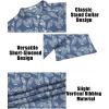 imageCOOFANDY Men Casual Henley Tee Shirt Short Sleeve Band Collar Summer Beach Textured TShirtBlue Palm Leaves