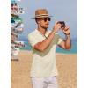 imageCOOFANDY Men Casual Henley Tee Shirt Short Sleeve Band Collar Summer Beach Textured TShirtCream Color